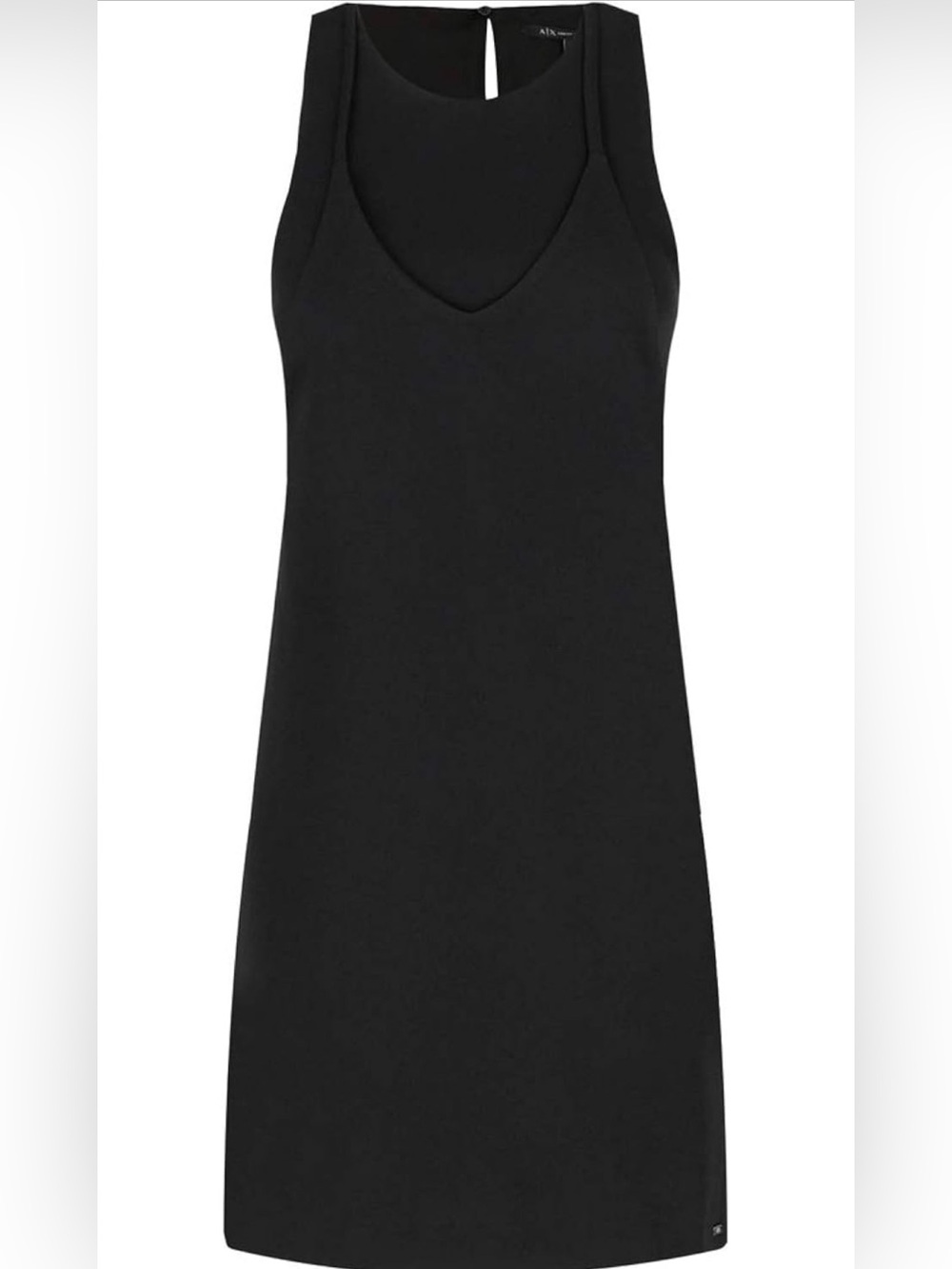 Armani Exchange Black Sleeveless Layered Cut Out V-Neck Midi Dress